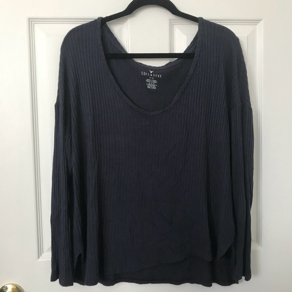 Drapey Long Sleeve Ribbed Tee - Picture 2 of 4